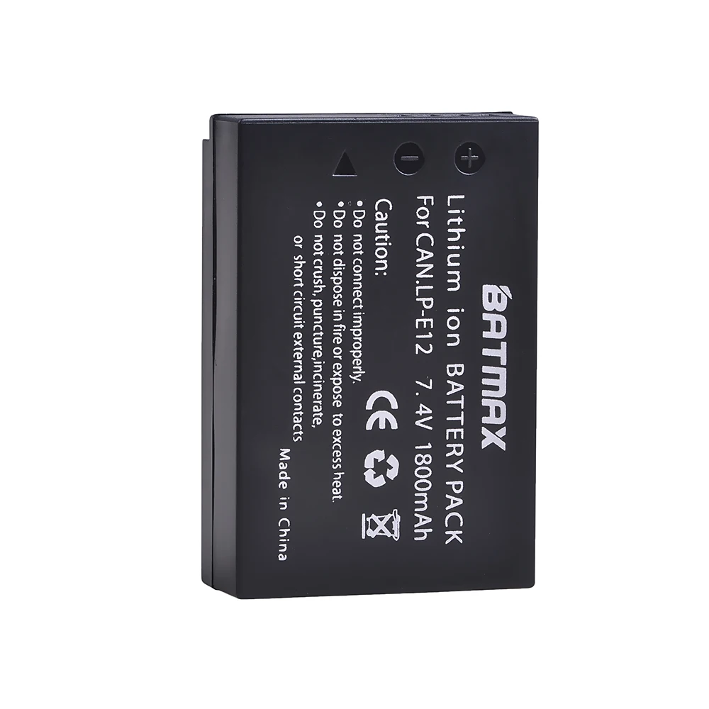 Аккумуляторная батарея Batmax E12 LPE12 1800 мАч для цифровых камер Canon EOS M M10 M100 Rebel SL1