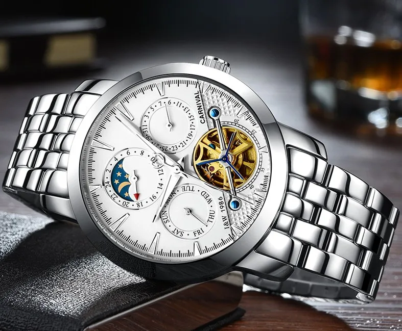 Мужские наручные часы фирменные роскошные стальные деловые автоматические
