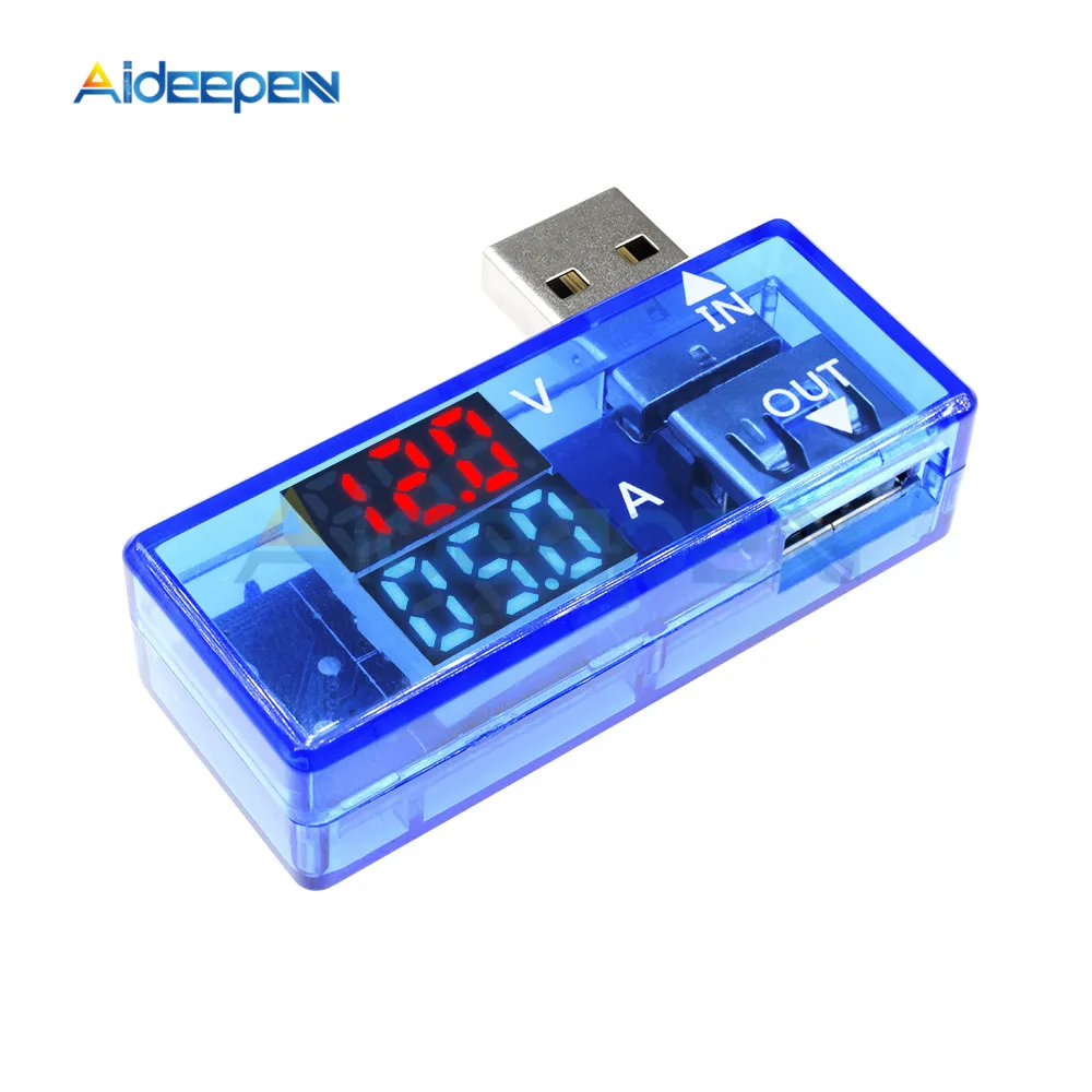 Мини 5 в двойной цифровой вольтметр Амперметр Красный Синий USB измеритель