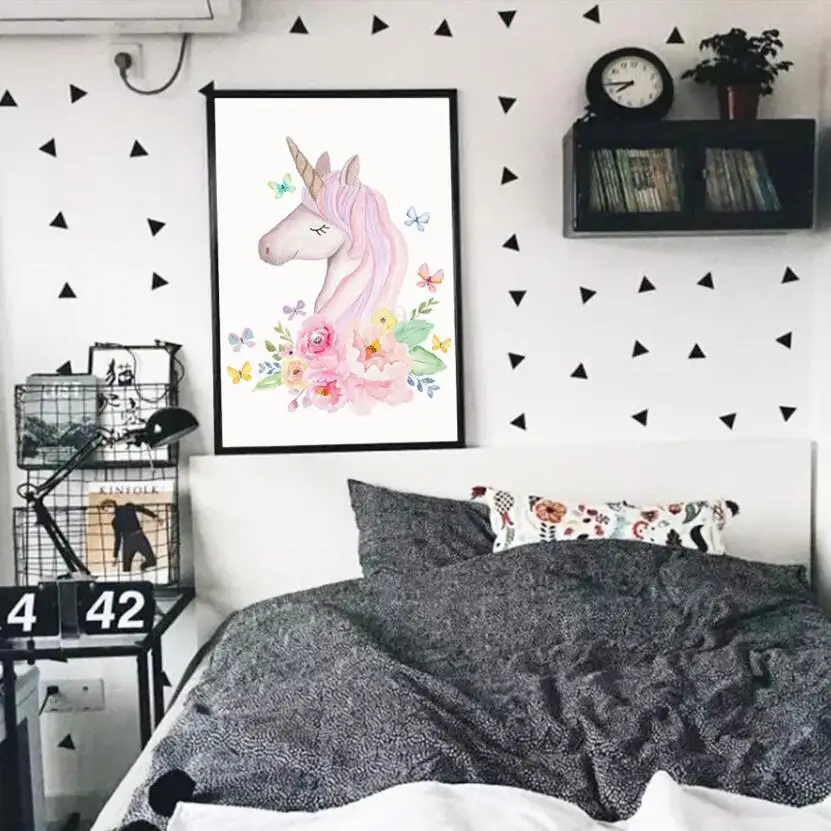 Милые наклейки в виде розового единорога украшение для детской комнаты красивое