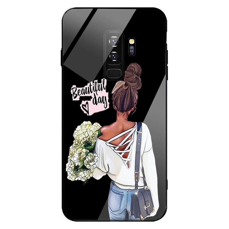 Baby Mouse Mama Super Mom Girl Phone Case For Samsung galaxy S10 S8 S9 plus note 9 8 black edge glass Family Cover Etui |
