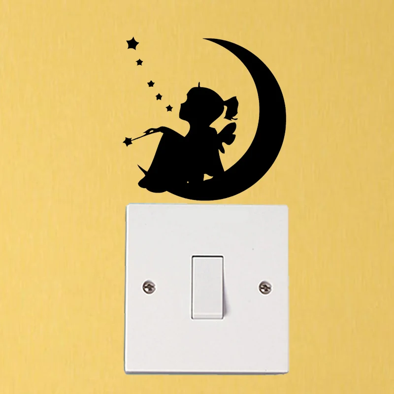 Виниловая наклейка на стену с изображением Луны и феи для девочек 6SS0096|sticker switch|wall
