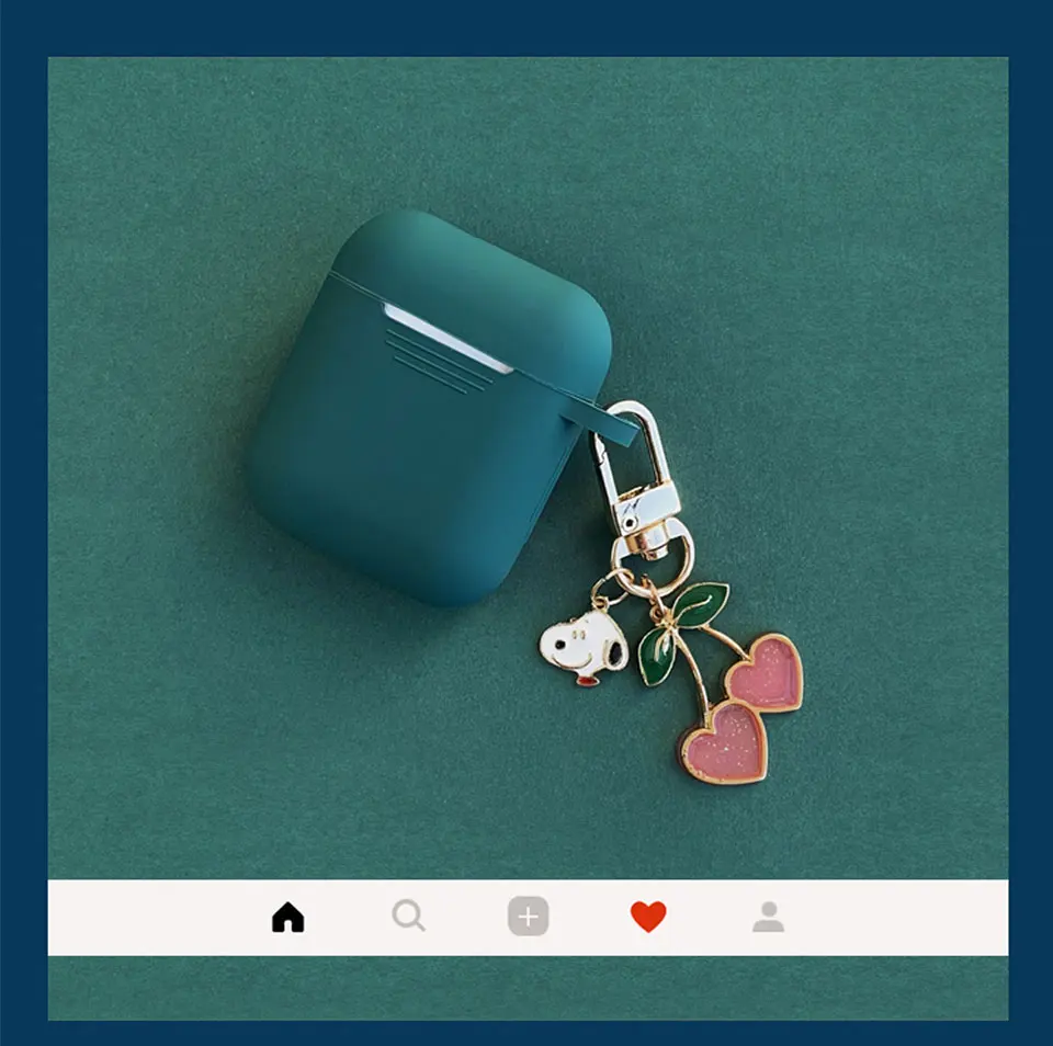 Милый корейский силиконовый чехол для Apple Airpods, чехол, аксессуары, Bluetooth наушники, мультяшный защитный чехол, вишневый собачий брелок
