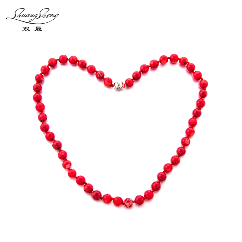 10mm natural coral red stone beads knotted necklace for women fashion statement chain choker clavicle Jewelry mother's gift | Украшения