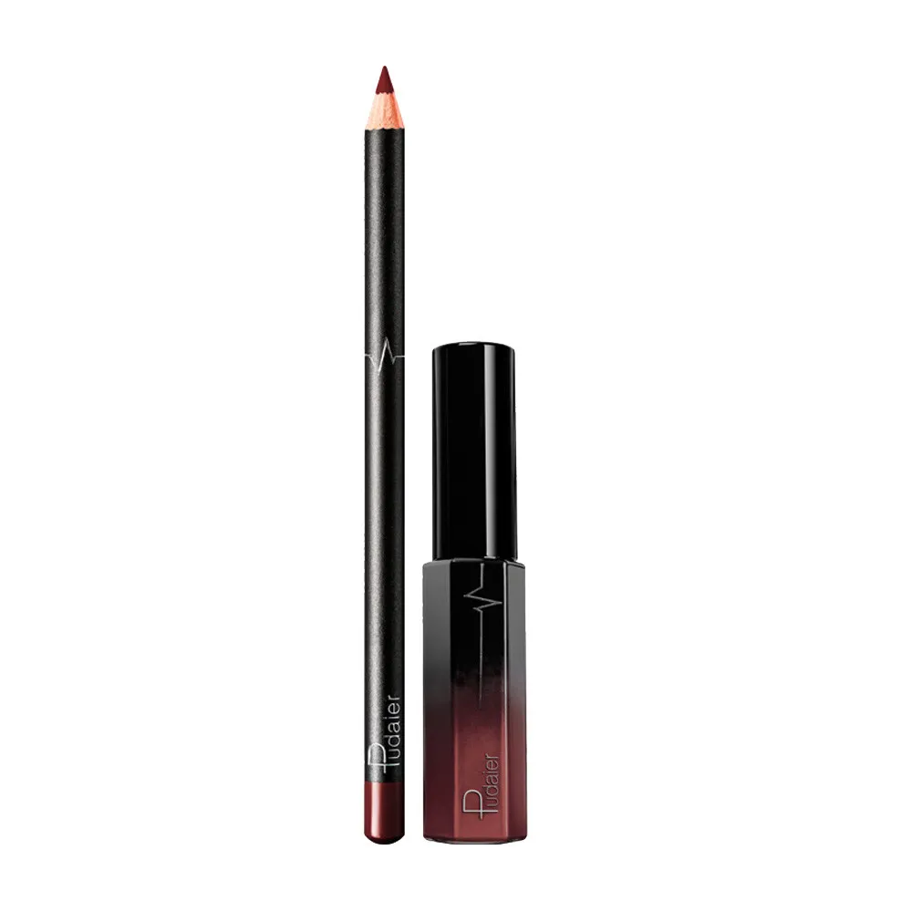 Pudaier Cosmetics 2 шт. бархатная матовая долговечная жидкость губная помада Водонепроницаемая подводка набор увлажняющий крем для красоты пигментированные помады