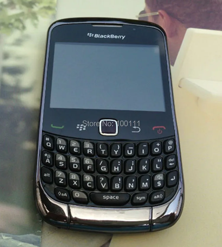 Оригинальный Blackberry Curve 9300 телефон с QWERTY клавиатурой 2MP камера Черный Бесплатная