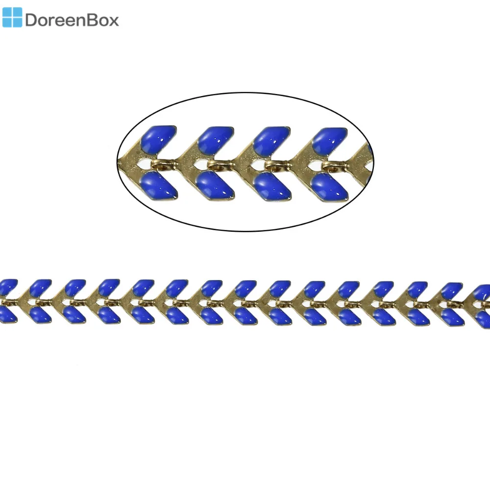 Doreen Box медные спики цепи находки золотой цвет Королевский Синий Эмаль 7x6 мм (2/8