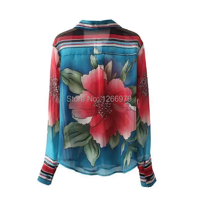 2014 Women Fashion Plus Size Work Wear Printed Blusas Femininas Blouse Clothing Woman's Body Sheer Chiffon Blusa Shirt Blouses |