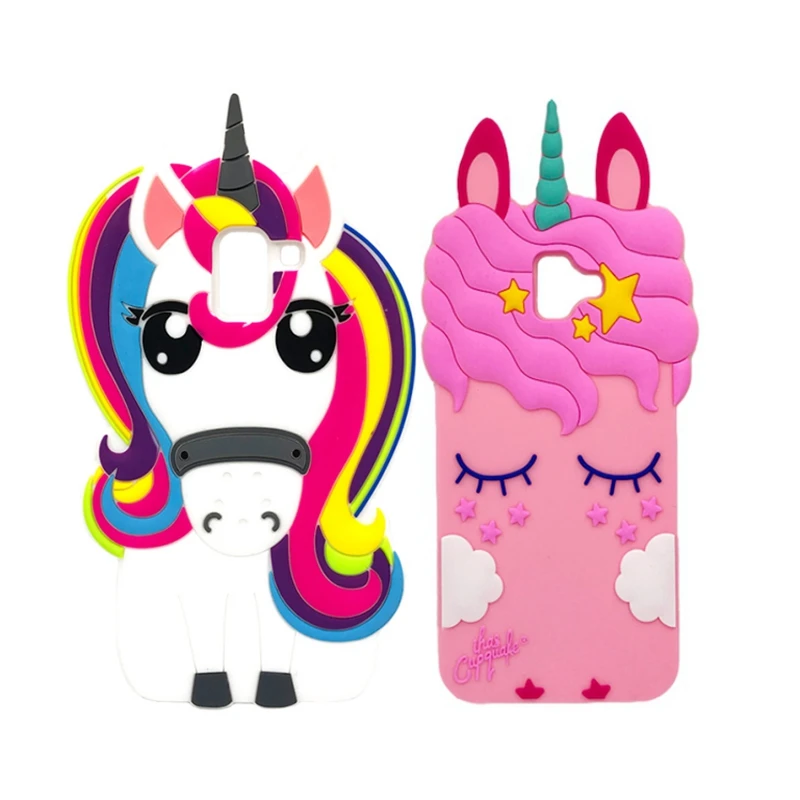 

Phone Case For Samsung Galaxy J6 2018 J600 J600F Cover 3D Cartoon Cute Pony Unicorn Pink Horse Soft Silicone Back Cover