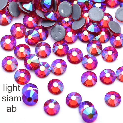 light siam ab Высокое качество, Красочные стразы, стразы для горячей фиксации, стеклянные стразы с плоским основанием, стразы для украшения одежды F0104 - Цвет: light siam ab