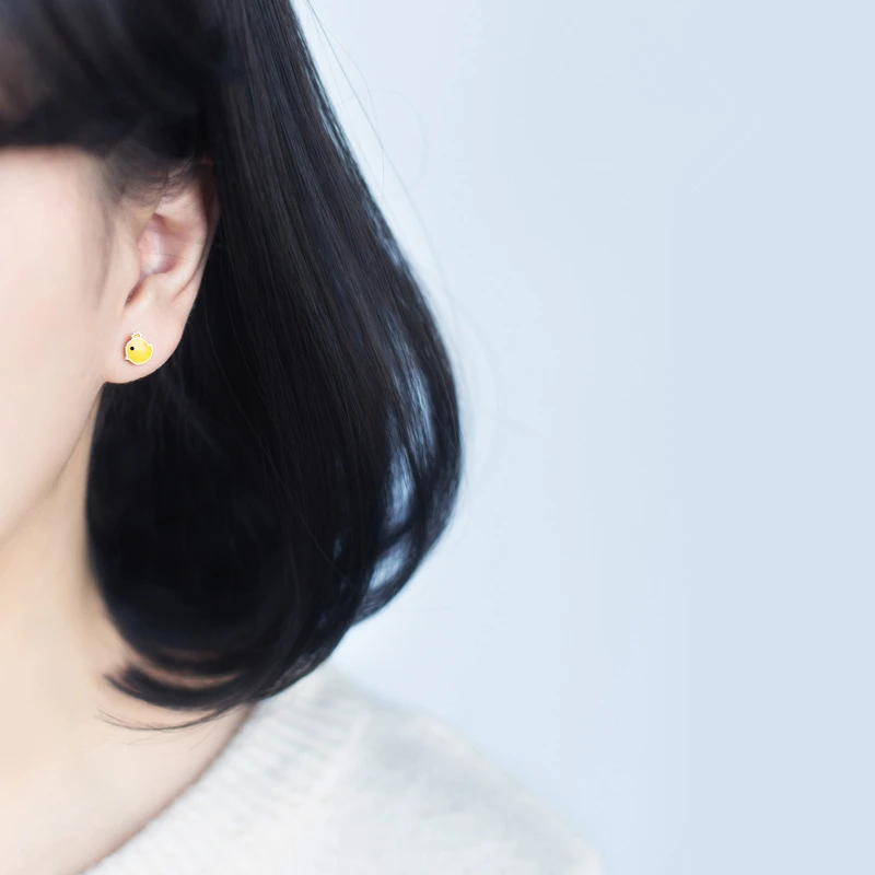 Женские серьги-гвоздики TOYOOSKY желтые в виде счастливого зодиака из стерлингового