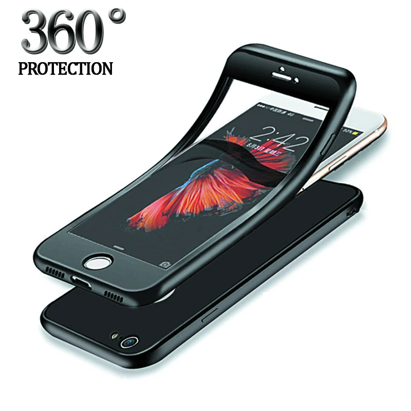 360 Полное покрытие мягкий чехол для телефона iPhone XS Max 8 6 6s 7 Plus 5 5S SE защитный кожух |