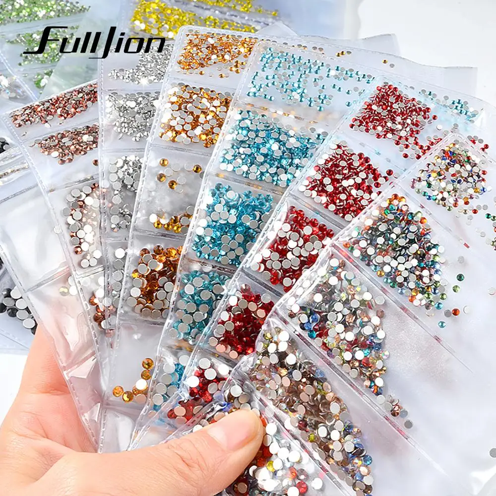 Fulljion Nail Rhinestones Crystals Strass for Art Decorations 3D Shiny Gems Mixed Sizes DIY Nails Design Accessories Tools | Красота и