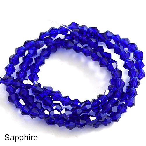 Sapphire Крутые стеклянные пришитые стразы, бусины-Биконусы, хрустальные пришитые стразы, бусины для украшений из бисера B3475 - Цвет: Sapphire