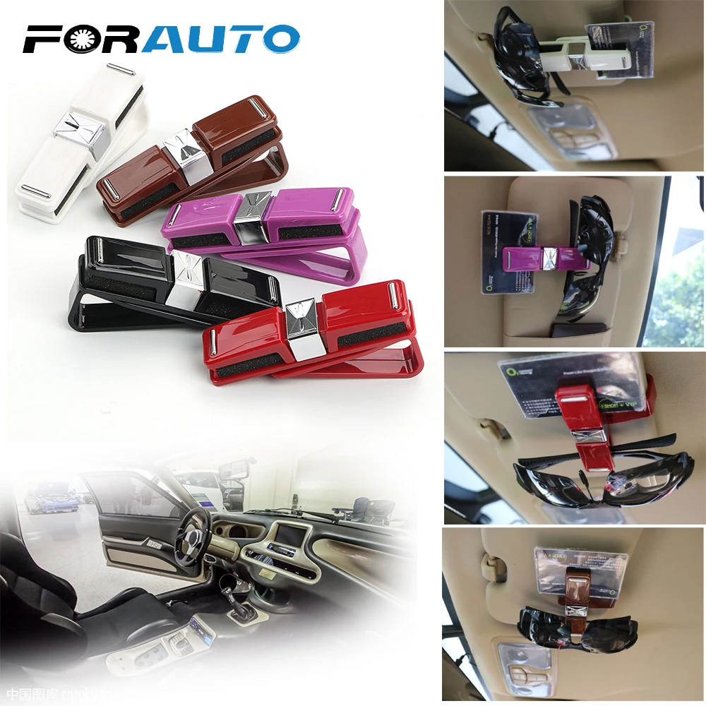 Поворотный Автомобильный Чехол для очков FORAUTO, держатель для карт, зажим для билетов, солнцезащитный козырек, солнцезащитные очки, зажим для очков, аксессуары для интерьера, Стайлинг автомобиля
