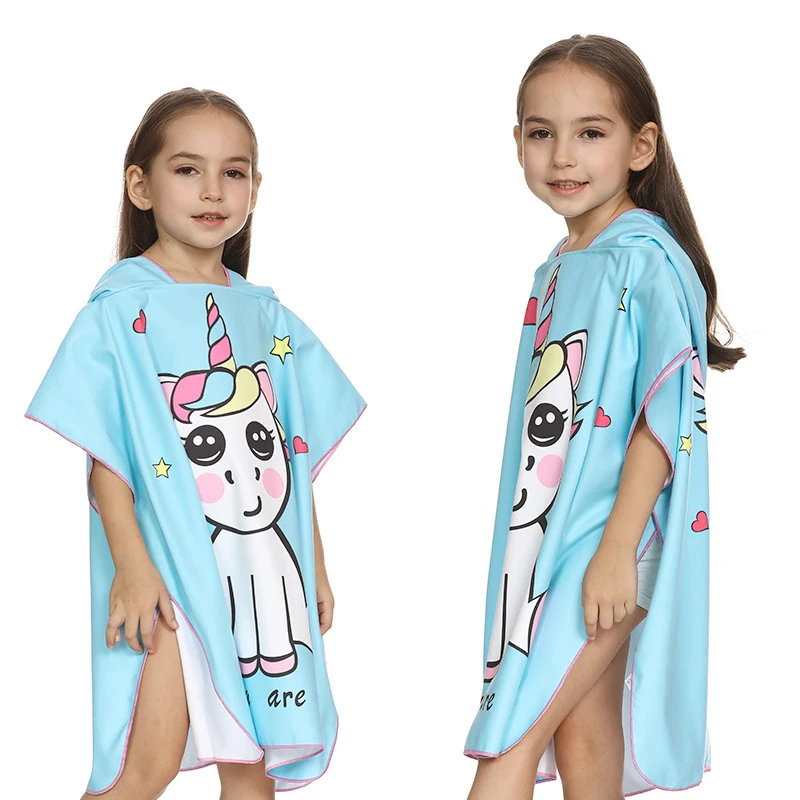 Детские Единорог Мягкая накидка с капюшоном Дети Путешествия быстросохнущая