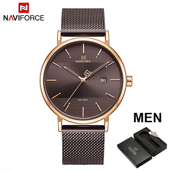 RGCE-MEN BOX Couple watch NAVIFORCE Men Casual Dress Luxury Women Quartz Wristwatch Clock For Male Female waterproof Sport Lovers Watch - Цвет: RGCE-MEN BOX