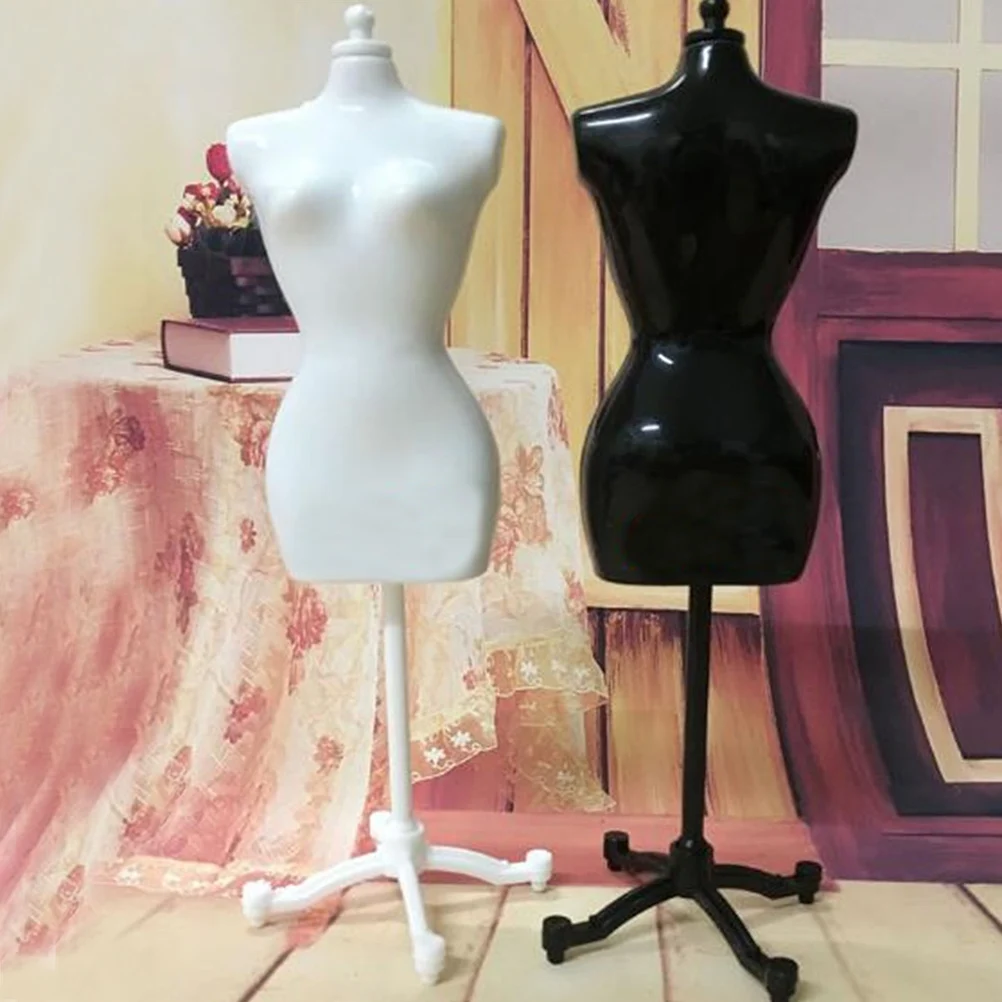 

1 Pcs Plastic Baby's Girls Fantasy Doll Display Gown Dress Form Clothes Mannequin Model Stand Rack Holder Black White