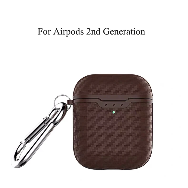 Brown For Airpods 2 Чехол для наушников из углеродного волокна для Airpods 1 2 чехол Деловой Мягкий ТПУ полный защитный чехол для Airpods 2 Чехол Мягкий чехол - Цвет: Brown For Airpods 2