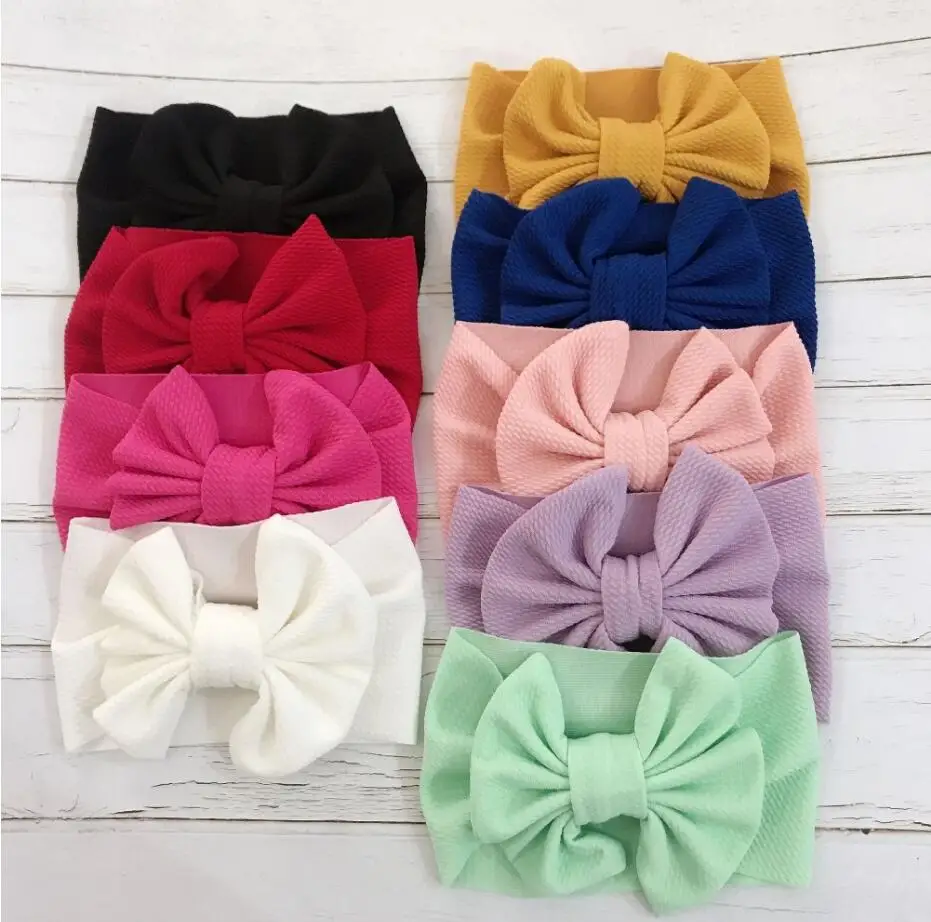 

12Pcs/lot Oversized 7"Inch Large Hair Bows Baby Headband, Elastic Turban HeadWraps, Girls Hairband,Newborn hair Accessories