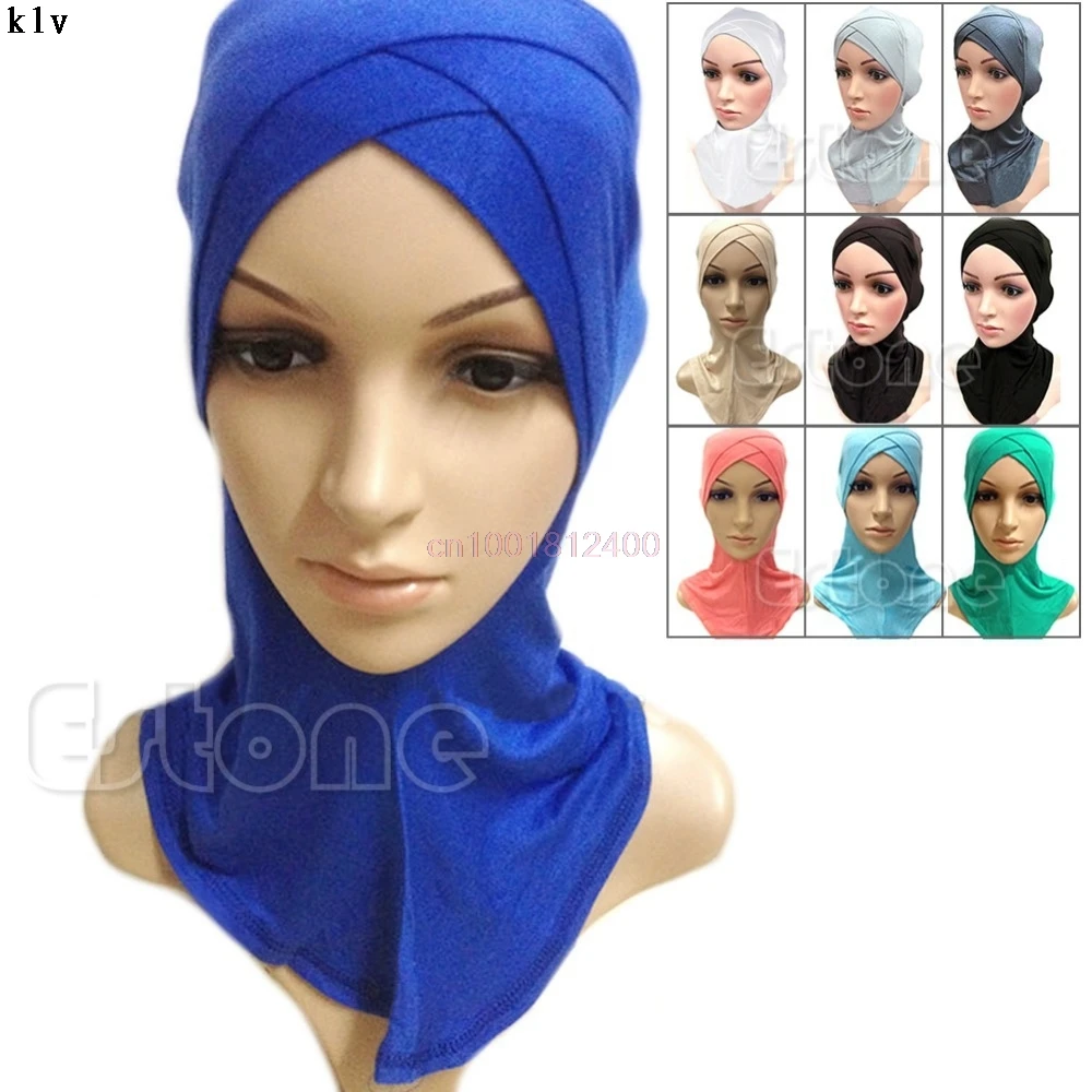 

Muslim Cotton Full Cover Inner Hijab Cap Islamic Head Wear Hat Underscarf Colors