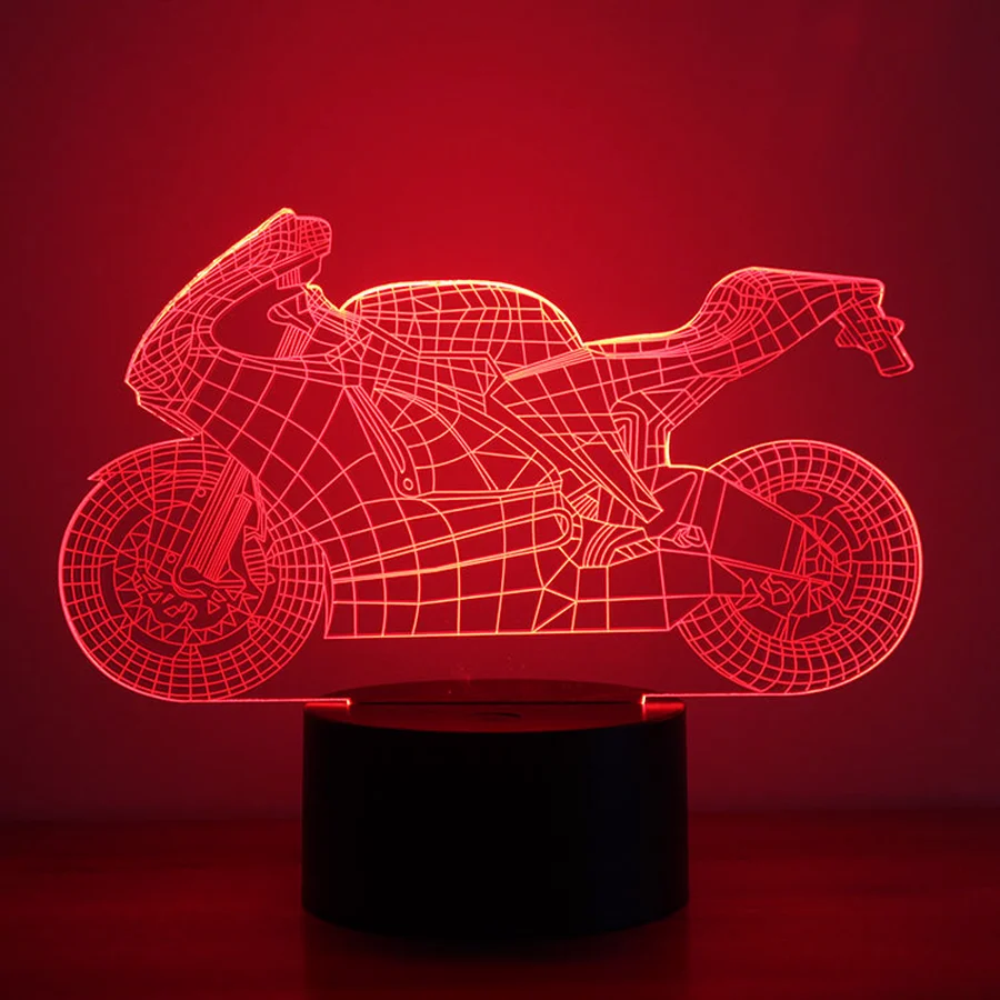 Акриловый 3D ночник Moto Настольная Светодиодная лампа с сенсорным выключателем 7
