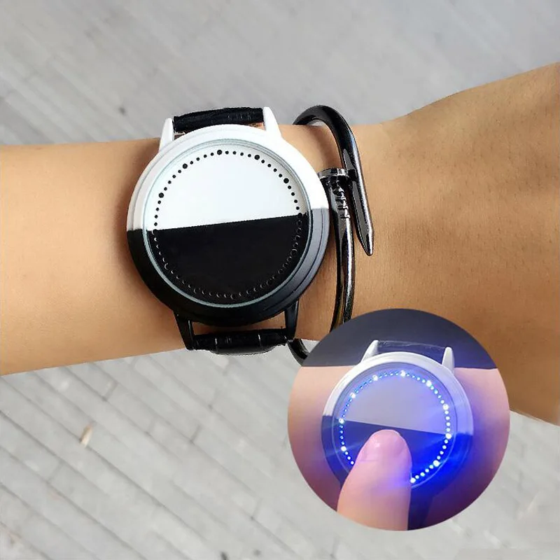 Креативные черные белые минималистичные часы с сенсорным экраном водостойкие