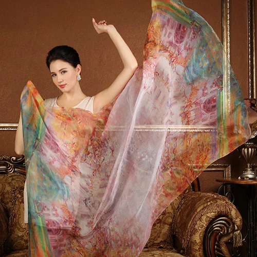 Зимний 100% шелковый шарф для женщин Женская шаль Хиджаб накидка супер большой