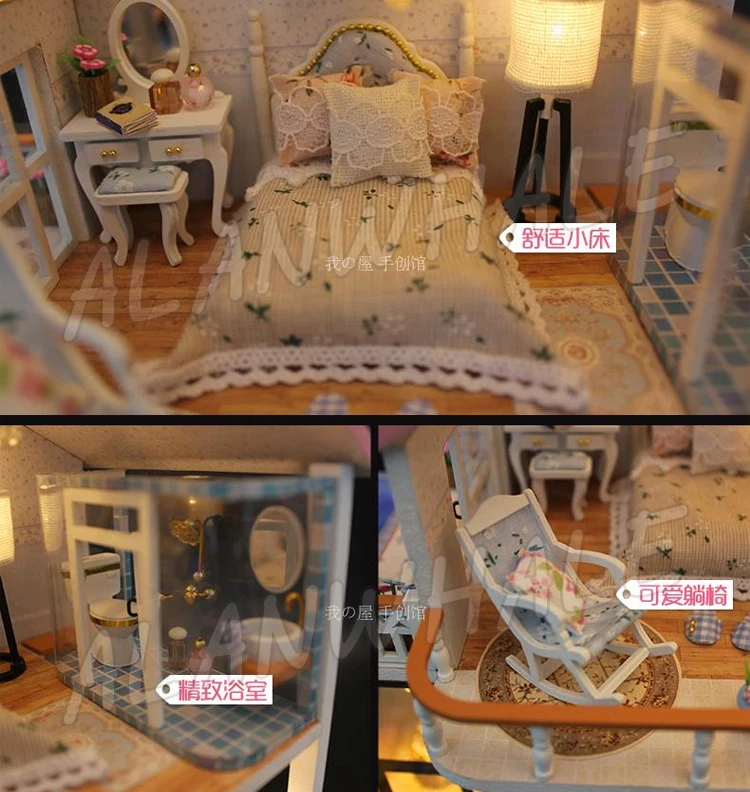 Миниатюрный Кукольный домик принцесса вилла цветочный сад DIY кукольный с мебелью