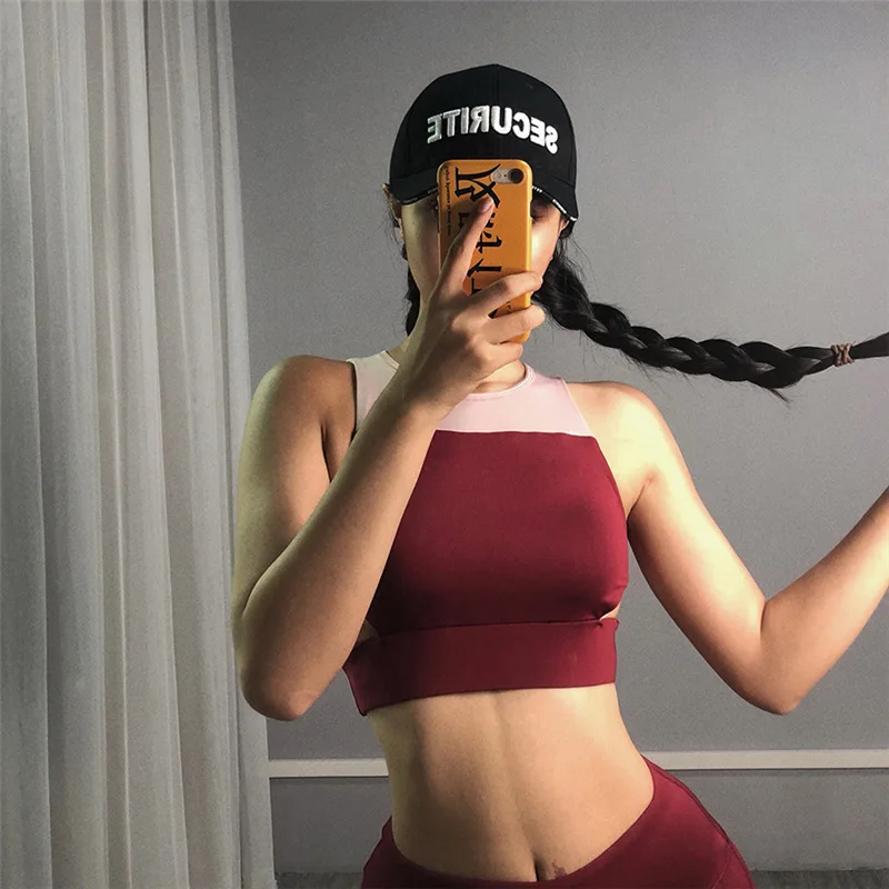 Wine Red Solid Women Yoga Set Gym Fitness Jogger Running Push Up Sleeveless Sports Bra+Leggings Tracksuit Slim Sportwear | Спорт и