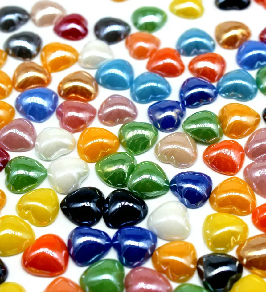 

400 шт 11 мм Пышное сердце керамический кабошон смесь Flatback украшения сердца декодер карты deco