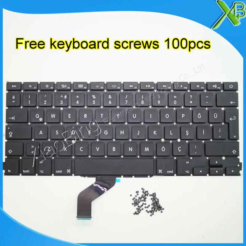 5PCS--Brand New TR Turkish Turkey keyboard+100pcs keyboard screws For MacBook Pro Retina 13.3