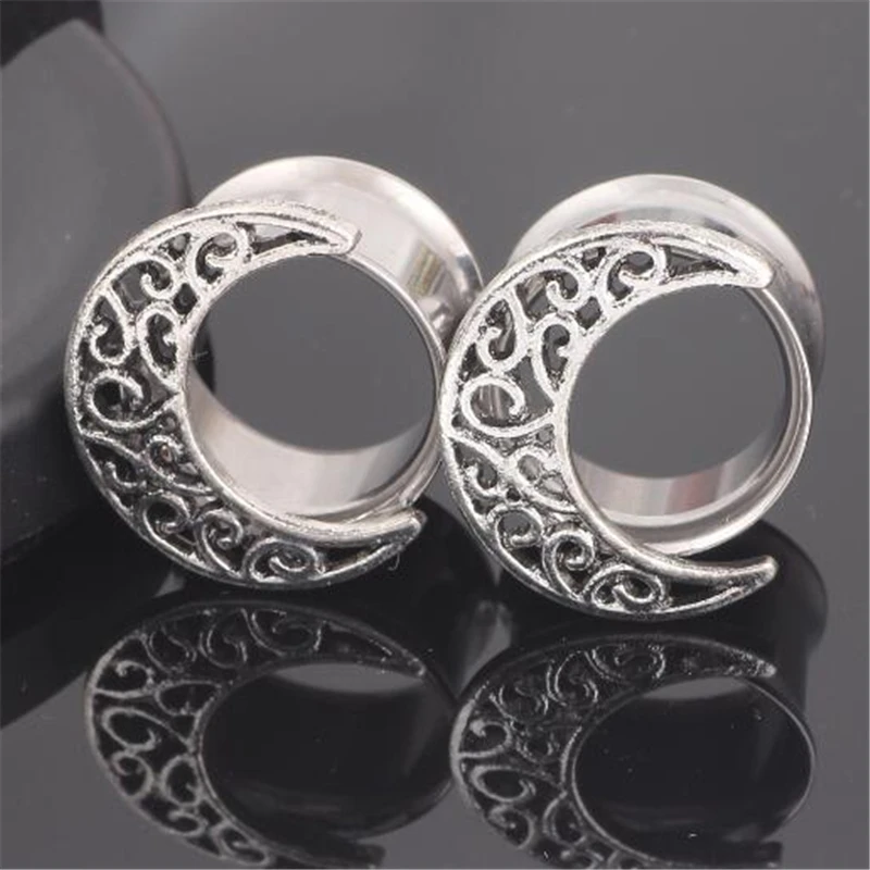 Новый модный стиль полый лунный туннель заглушка Калибр Растяжитель ушей