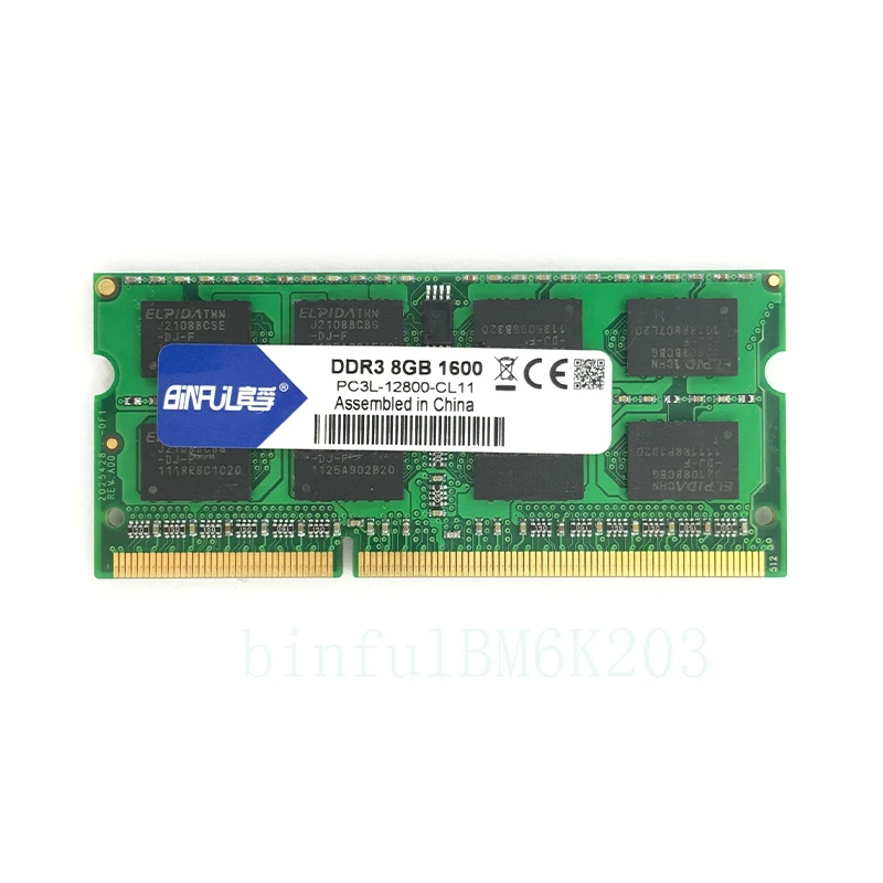 Binful 1600Mzh 4 ГБ 8 ГБ DDR3L PC3L-12800 1,35 в память оперативная Память память для ноутбука компьютер пожизненная Гарантия
