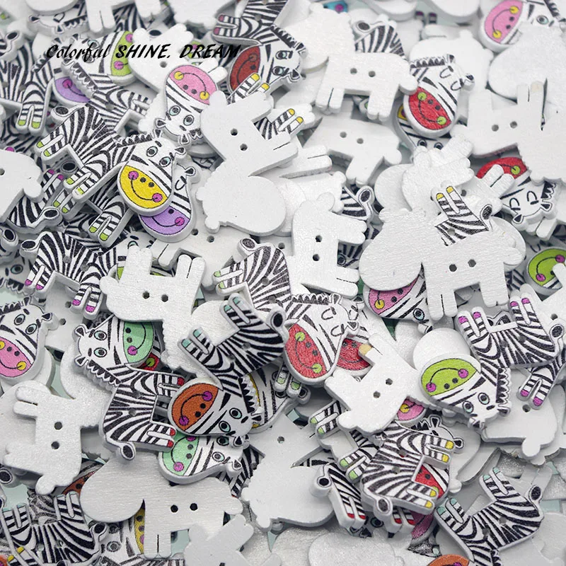 12 шт деревянные кнопки смешанного цвета Ослик Мультфильмы Швейные Кнопки