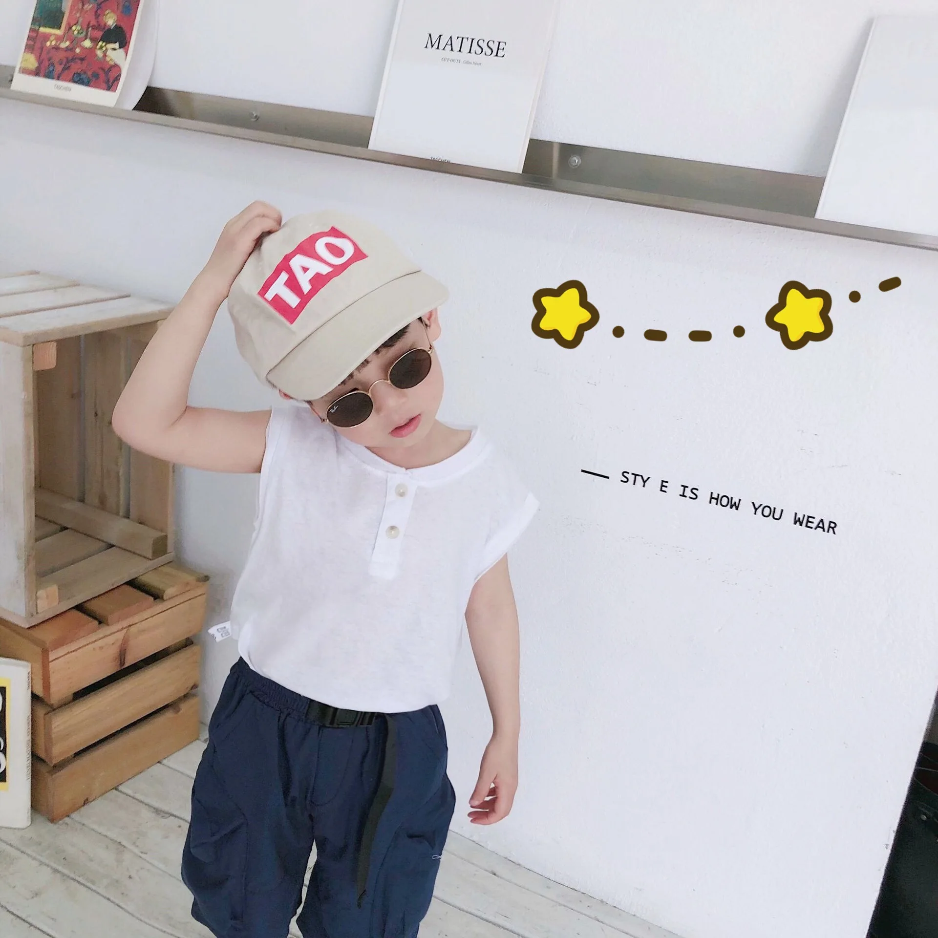 Летняя модная Однотонная футболка без рукавов для мальчиков хлопковые