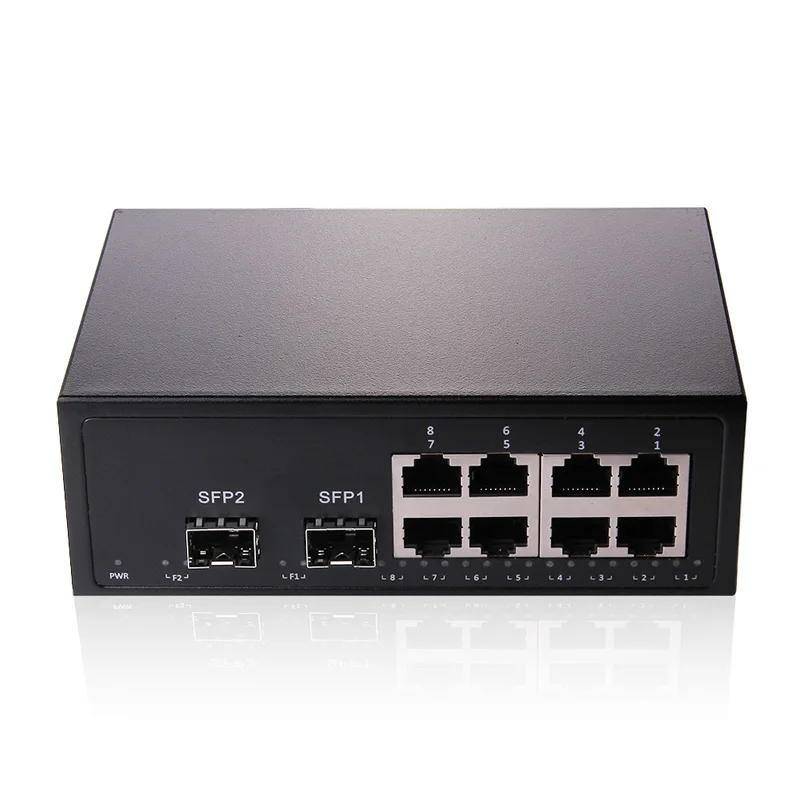 10 Порты и разъёмы Неуправляемый коммутатор gigabit ethernet (2x SFP слотов + 8X RJ45 Порты) plug and