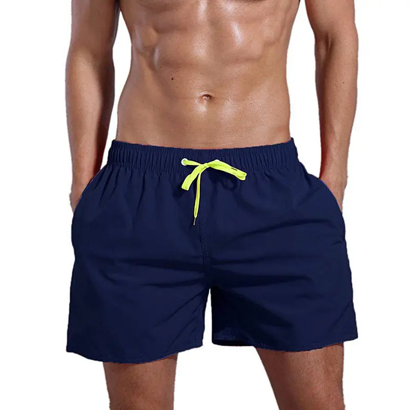 Navy blue Мужские спортивные шорты для бега, пляжа,, быстросохнущие шорты для плавания с карманом, мужские шорты для серфинга, гимнастическая одежда для плавания - Цвет: Navy blue