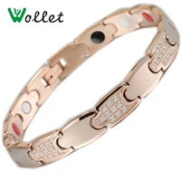 wollet jewelry health care healing energy titanium bracelet for women men germanium infrared negative ion magnet tourmaline