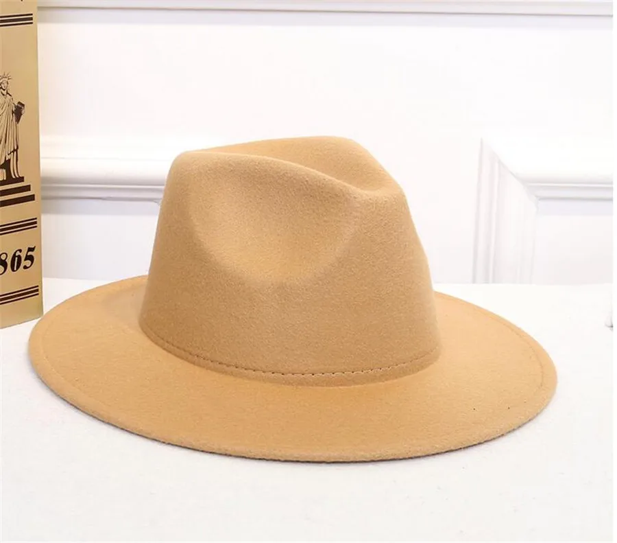 Шерстяная шляпа с широкими полями Fedora из чистого войлока купольным ведром для