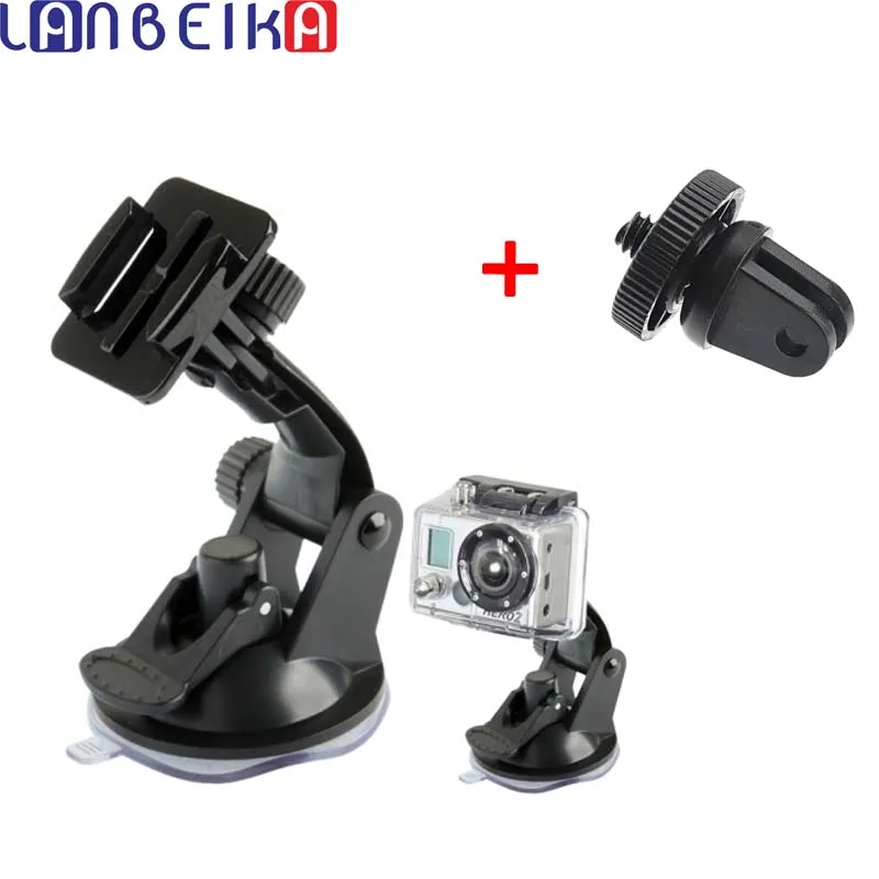 

LANBEIKA 7CM Car Windshield Suction Cup With Base Mount + 1/4" Threads Adapter For Gopro Hero 11 10 9 8 SJCAM SJ4000 SJ6 SJ8