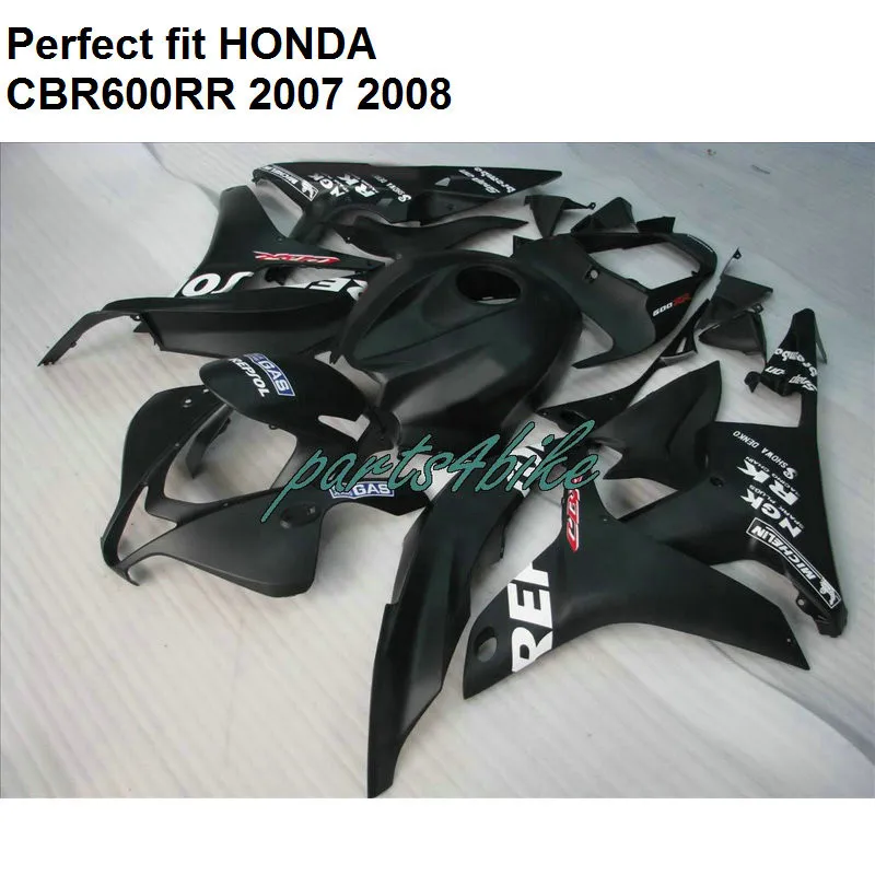 Бесплатный пользовательский обтекатель комплект для Honda CBR 600RR 2007 2008 черный Обтекатели CBR600RR 07 08 SZ63