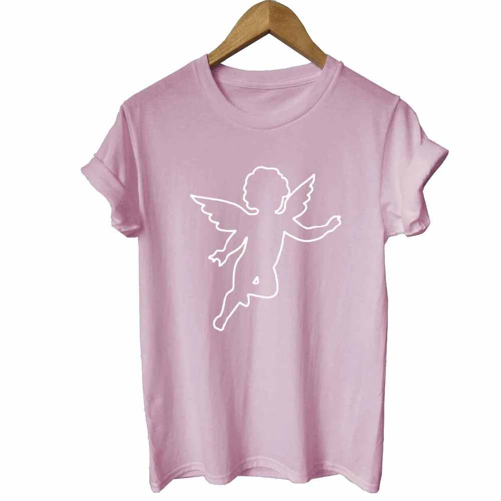 Модные женские футболки Kawaii Angel с принтом 2018 летняя свободная повседневная