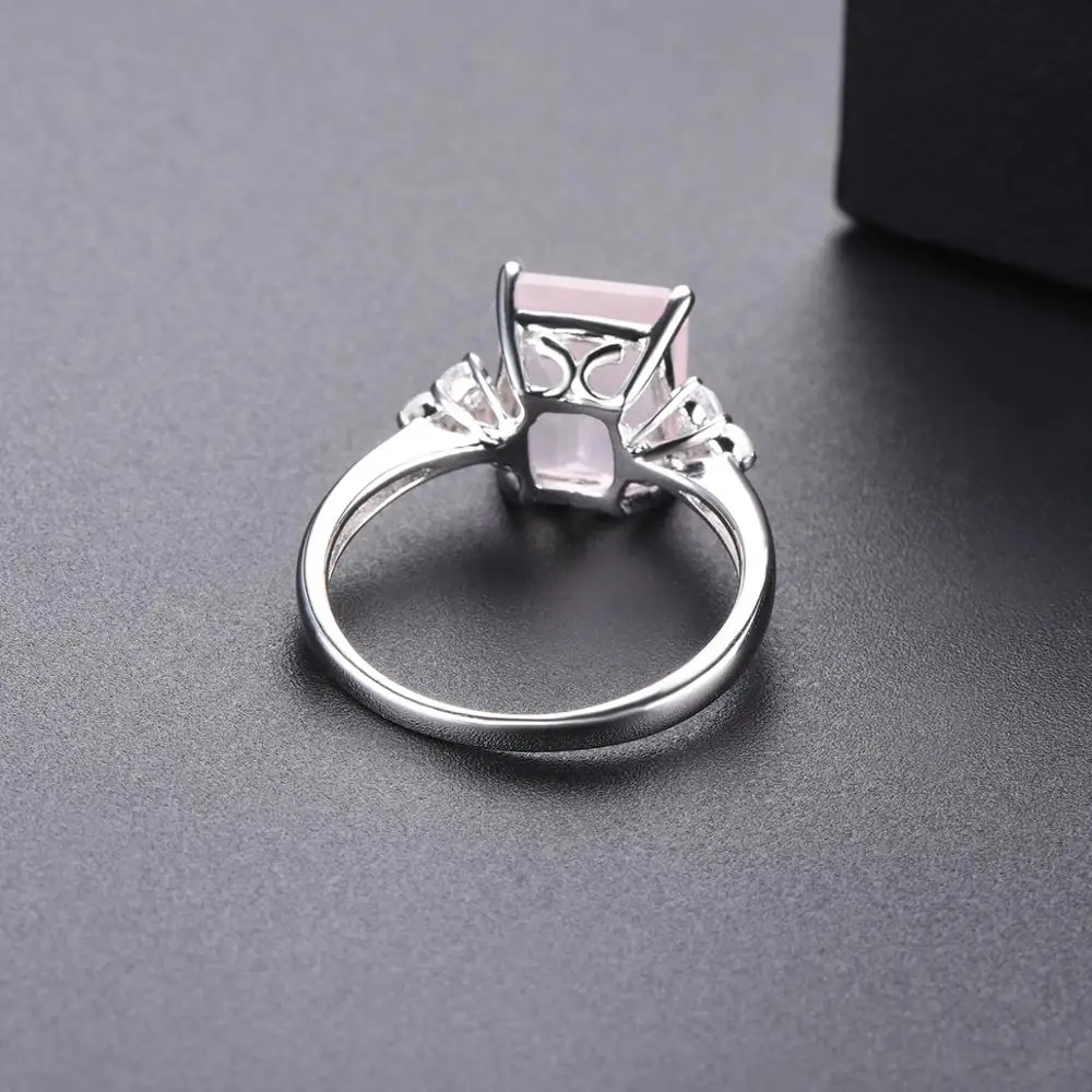 Hutang 3.37ct розовый кварц Свадебное женское кольцо натуральный драгоценный камень топаз 925 пробы серебряные кольца хорошее классическое ювелирное изделие для подарка