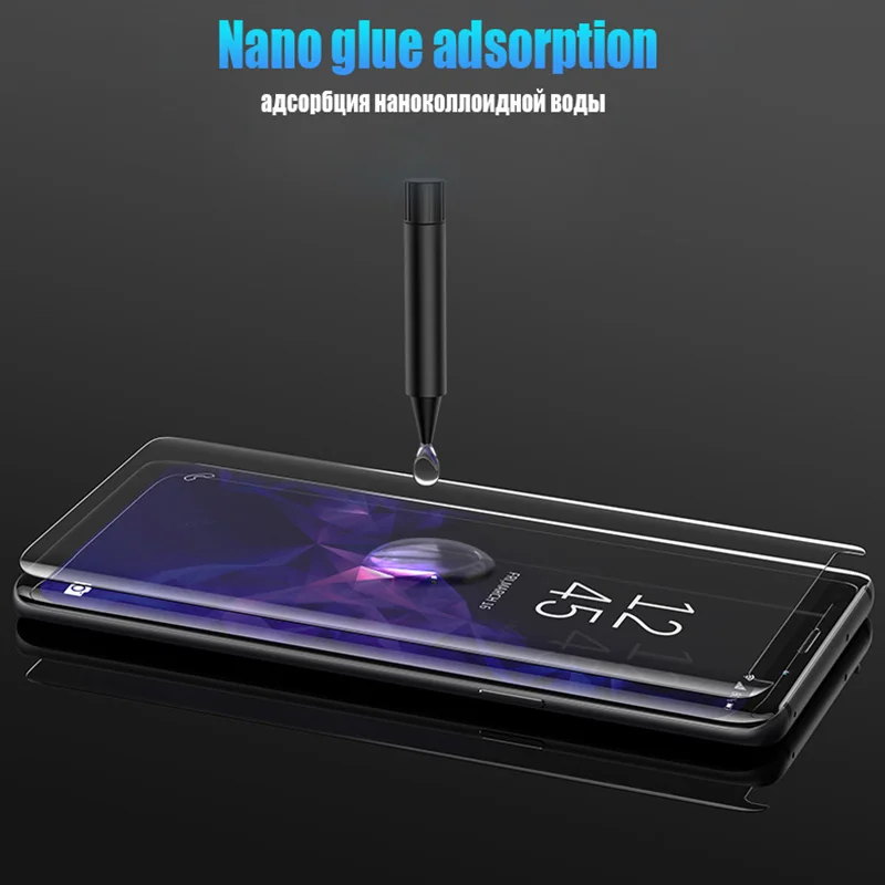 УФ закаленное стекло на самсунг S8 Стекло для samsung S9 плюс S10e S10 S7 жидкий клей Экран