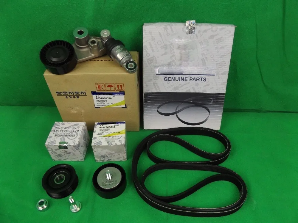OEM 6652000370 для Sasngyong Actyon Sports Rodius Kyron Rexton SUV 2.0L & 2.7L Turbo Diesel Auto Belt Tensione Kit 4 шт|Ремни шкивы и