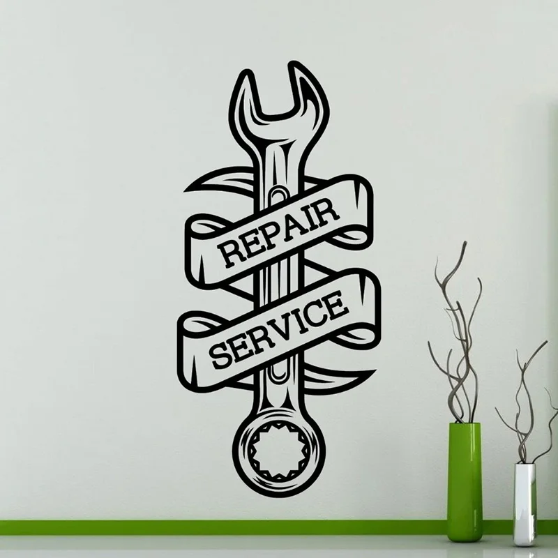 

Car Repair Service Wall Sticker Home Decor Living Room Car Workshop Logo Vinyl Wall Decal Removable Decoration Decals H286