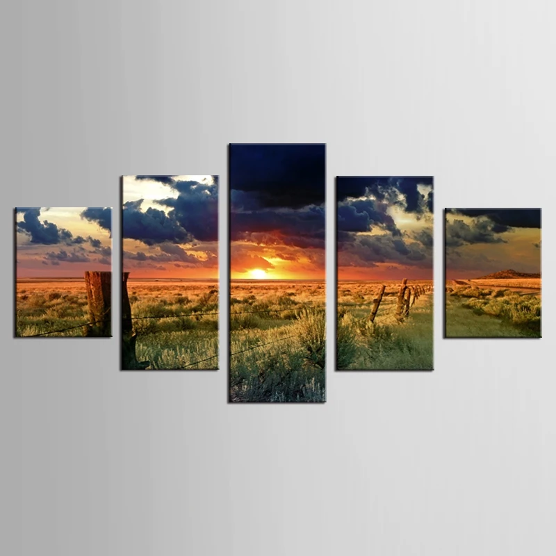 5 панельные современные печатные холсты картина маслом пасторальный пейзаж