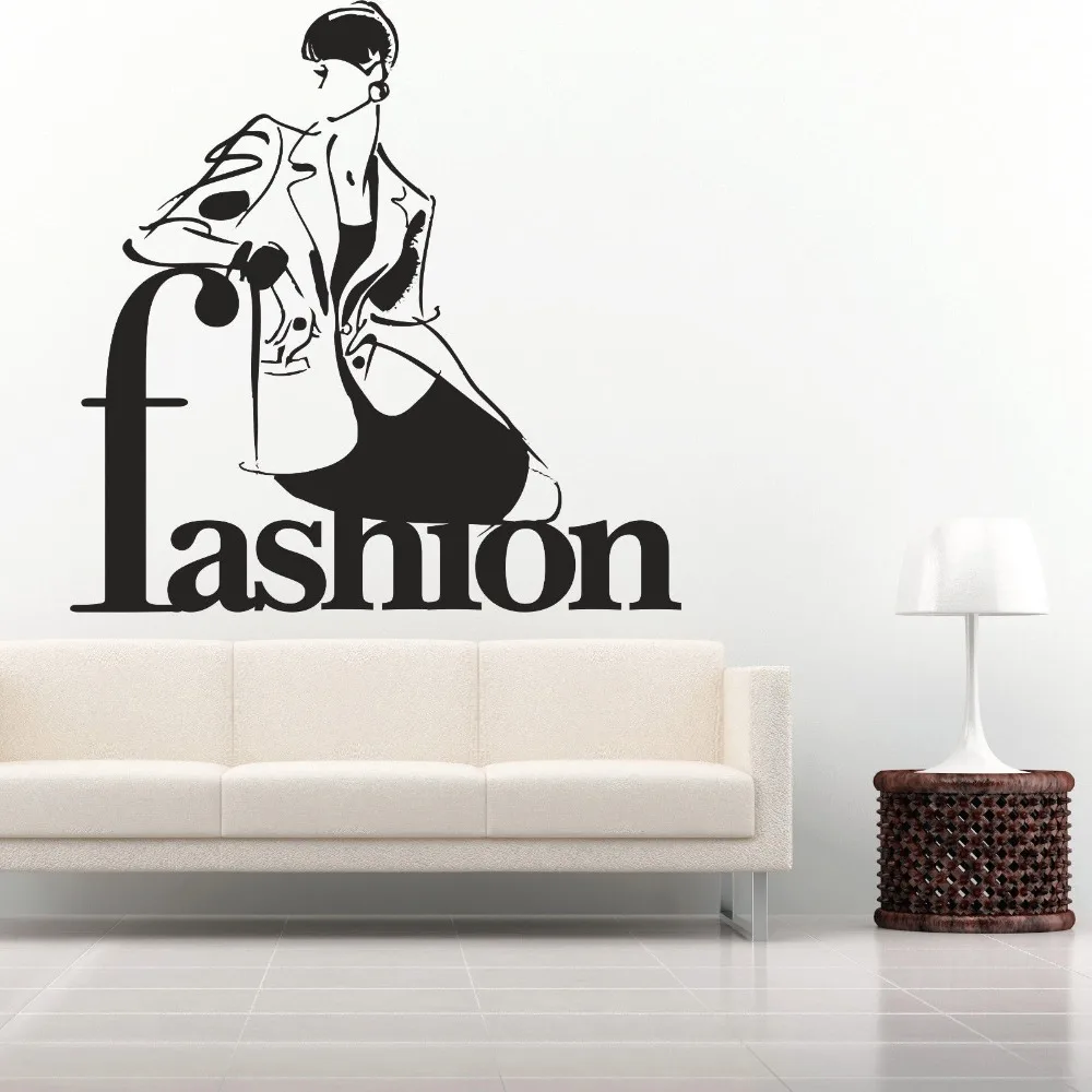 Магазин одежды виниловые настенные наклейки модные девушки салон красоты силуэт