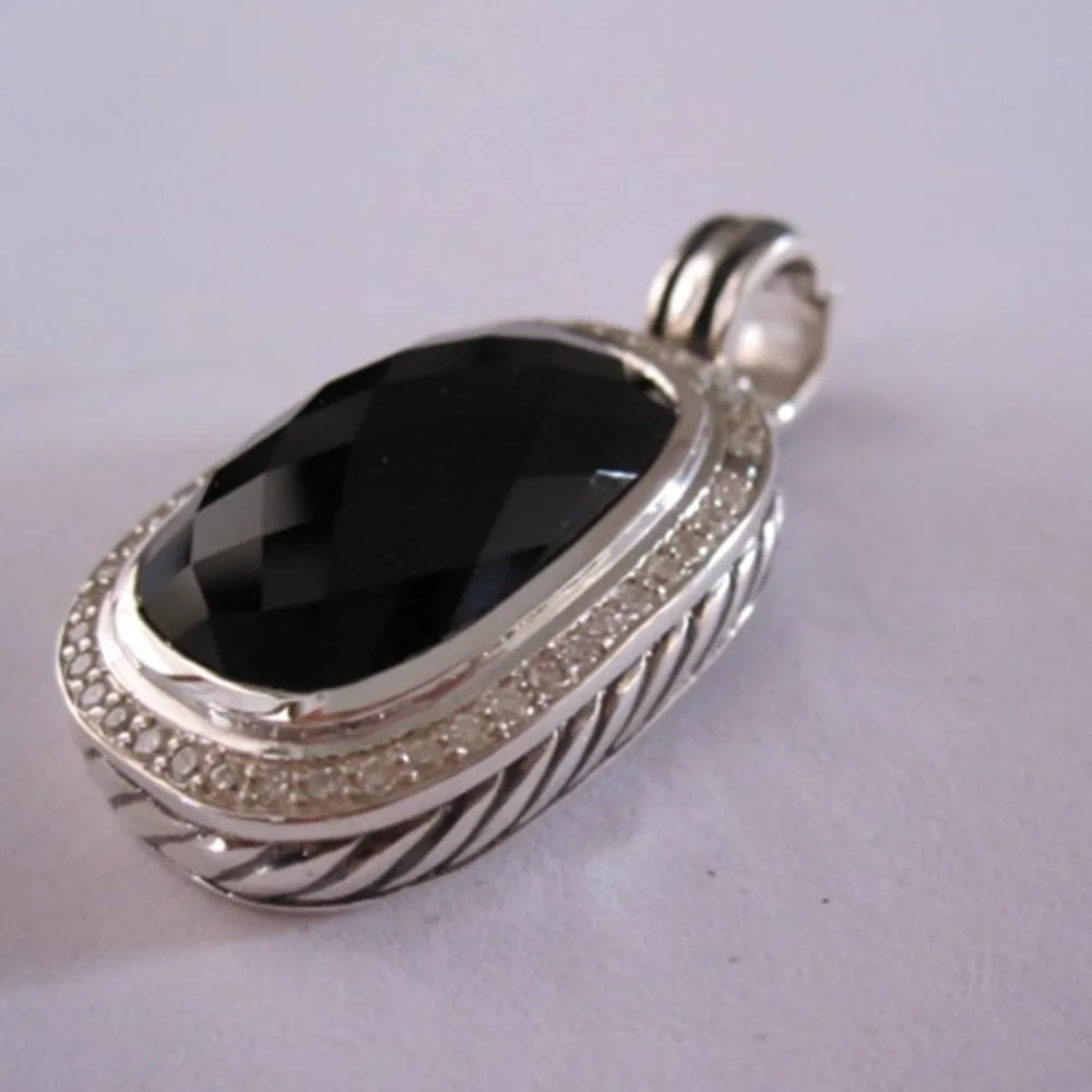 Твердые 925 серебряные ювелирные изделия 21X12MM черным ониксом стойкая краска для